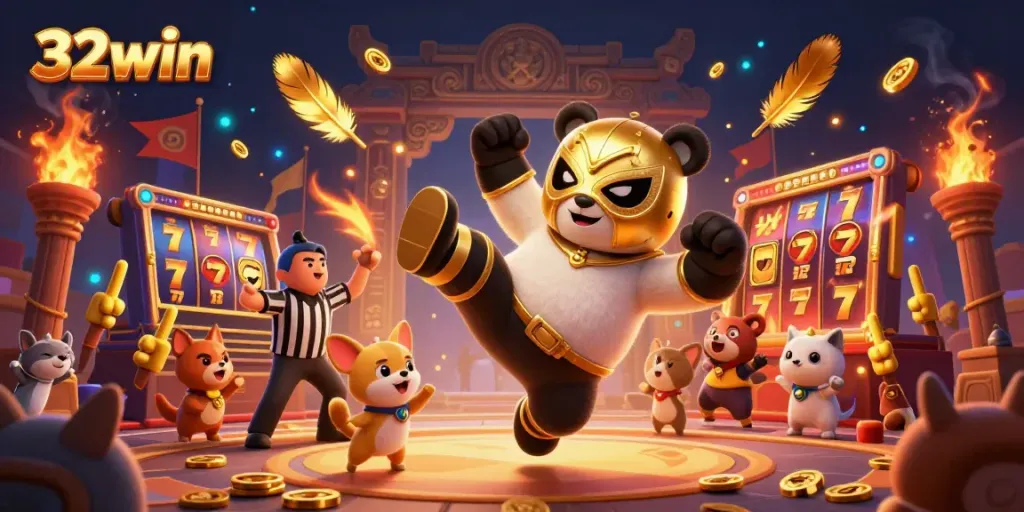 Experience thrilling action with 32win's casino games and vibrant characters in an electrifying atmosphere.